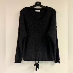 Black Super Soft Fuzzy Top with Drawstring Waist Plus Size 1X